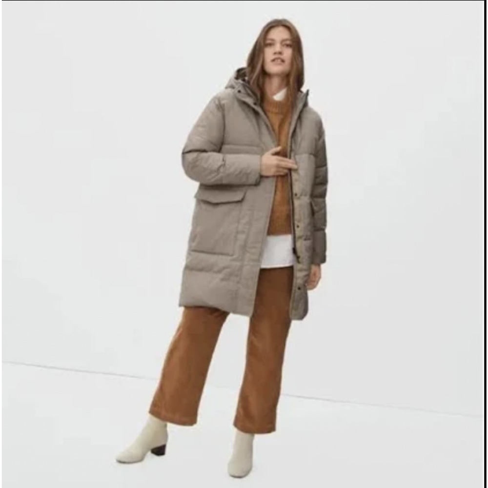 Everlane Womens The ReNew Long Puffer Coat Large Beige $198